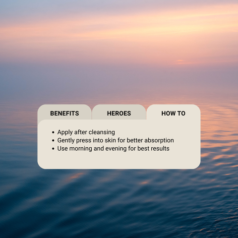 How To tab text overlay on a scenic background with water and sunset. Tab shows application instructions